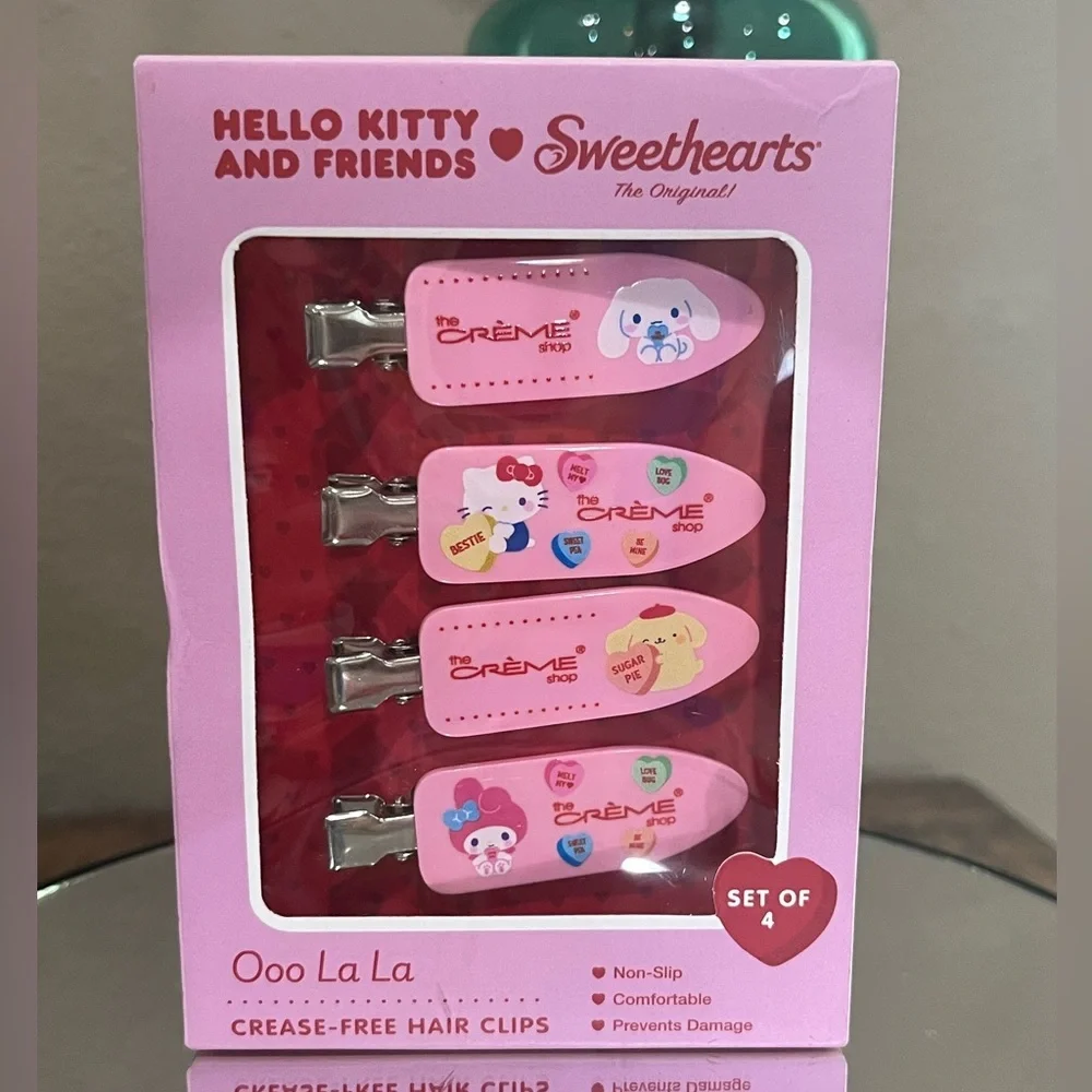Hello Kitty Pink Sweethearts Ooo La La Hair Clip Set of 4, new!
